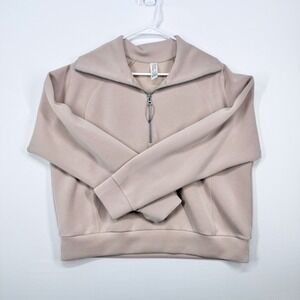 SPANX Air Essentials XL Beige Quarter Zip Collar Sweatshirt Athleisure Yoga